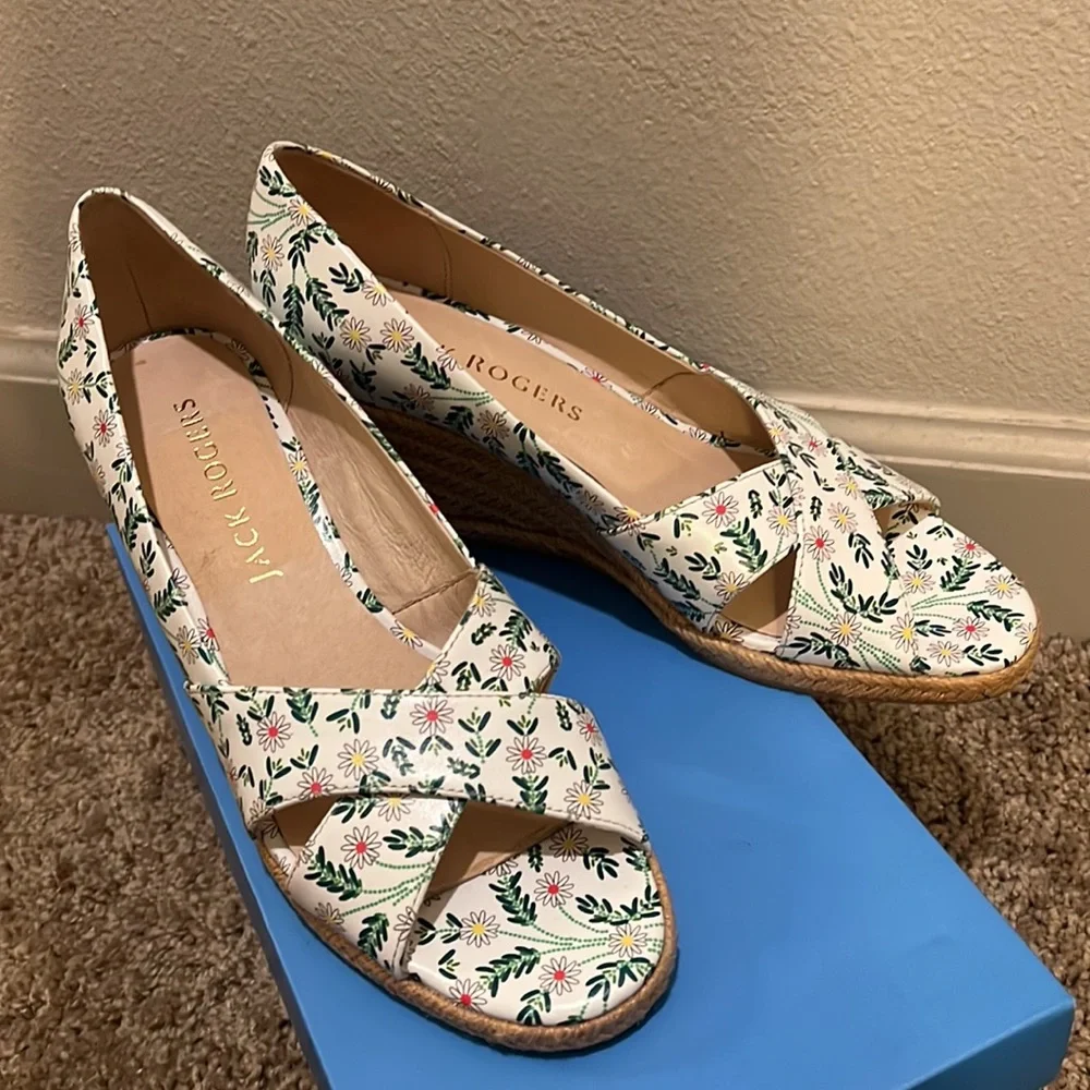 NWT Jack Rogers Palmer Criss Cross Wedge Espadrille